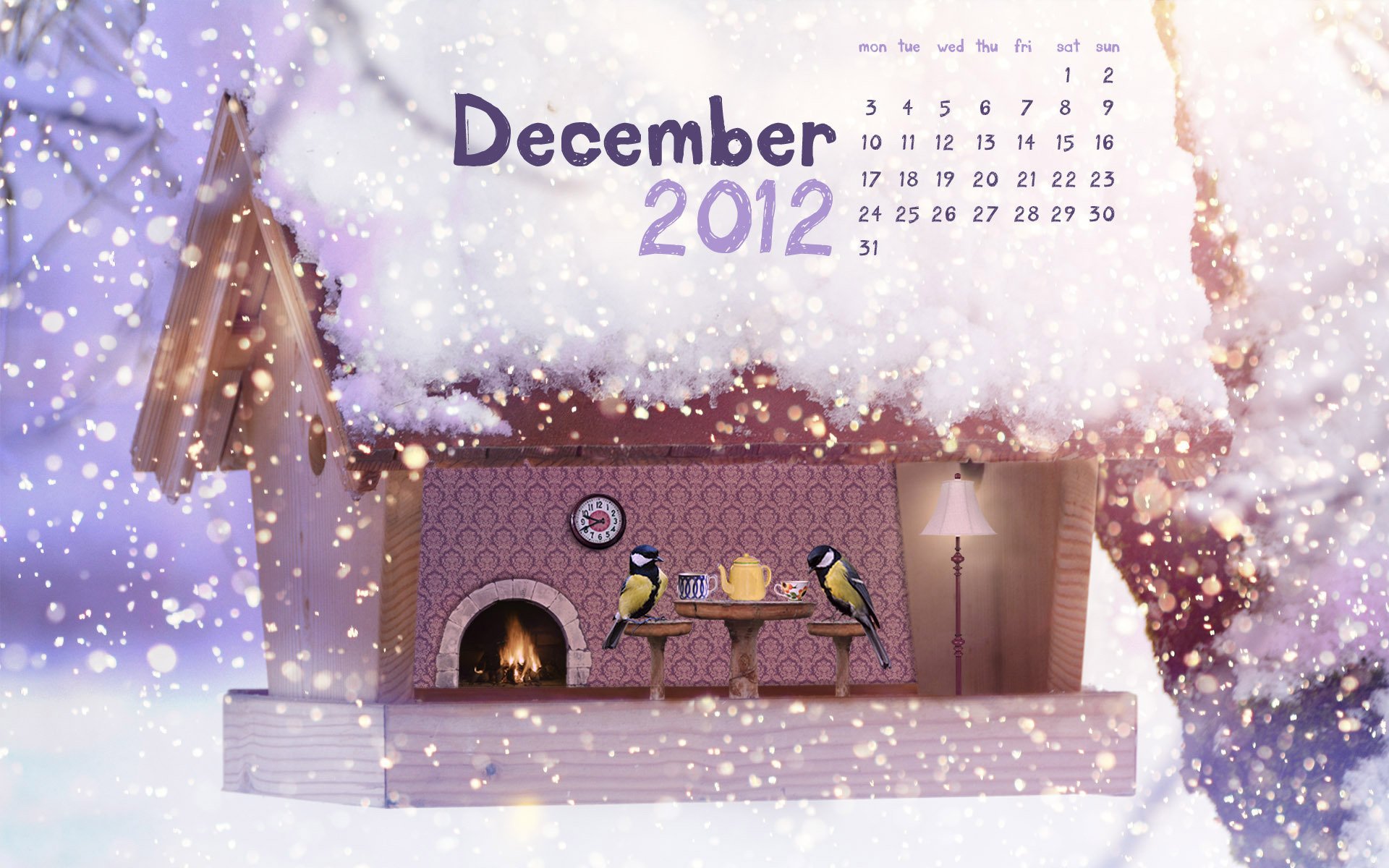 nouvel an joyeux noël noël décembre calendrier mésange oiseaux nichoir thé neige