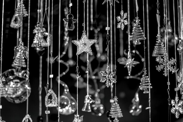 Glass garland on a black background