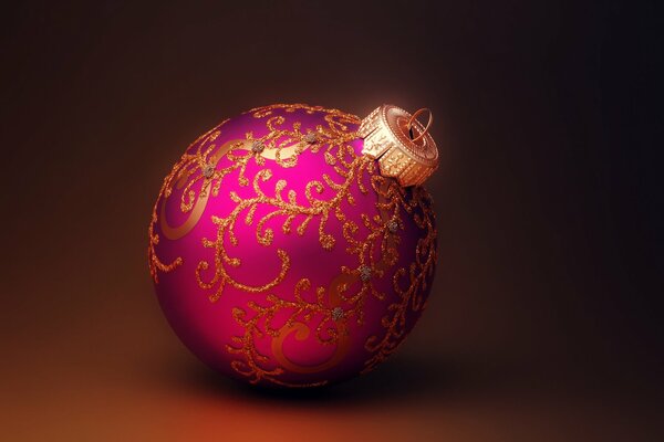 Christmas lilac ball with golden patterns