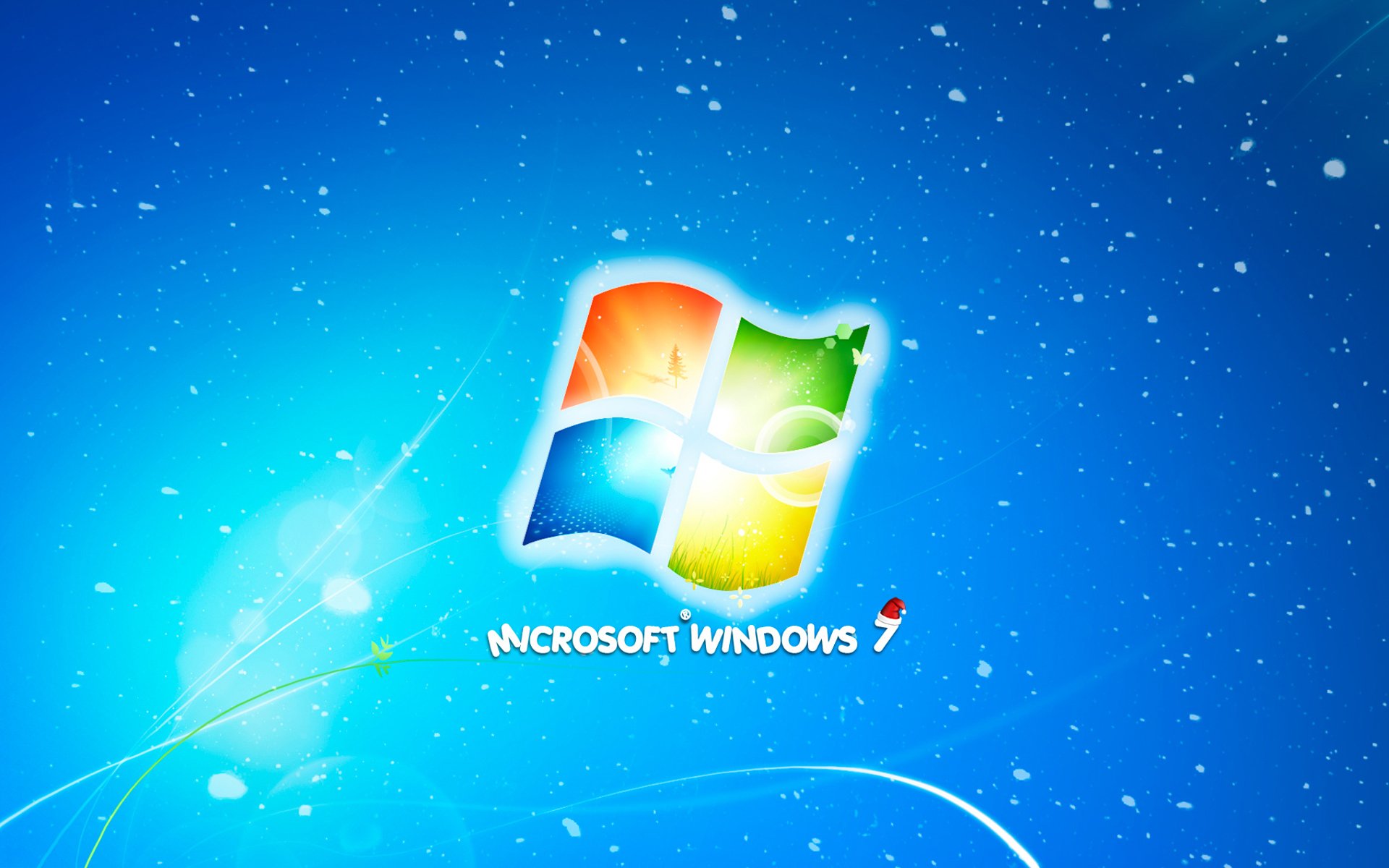 новый год microsoft windows7 снег новогодняя обоя