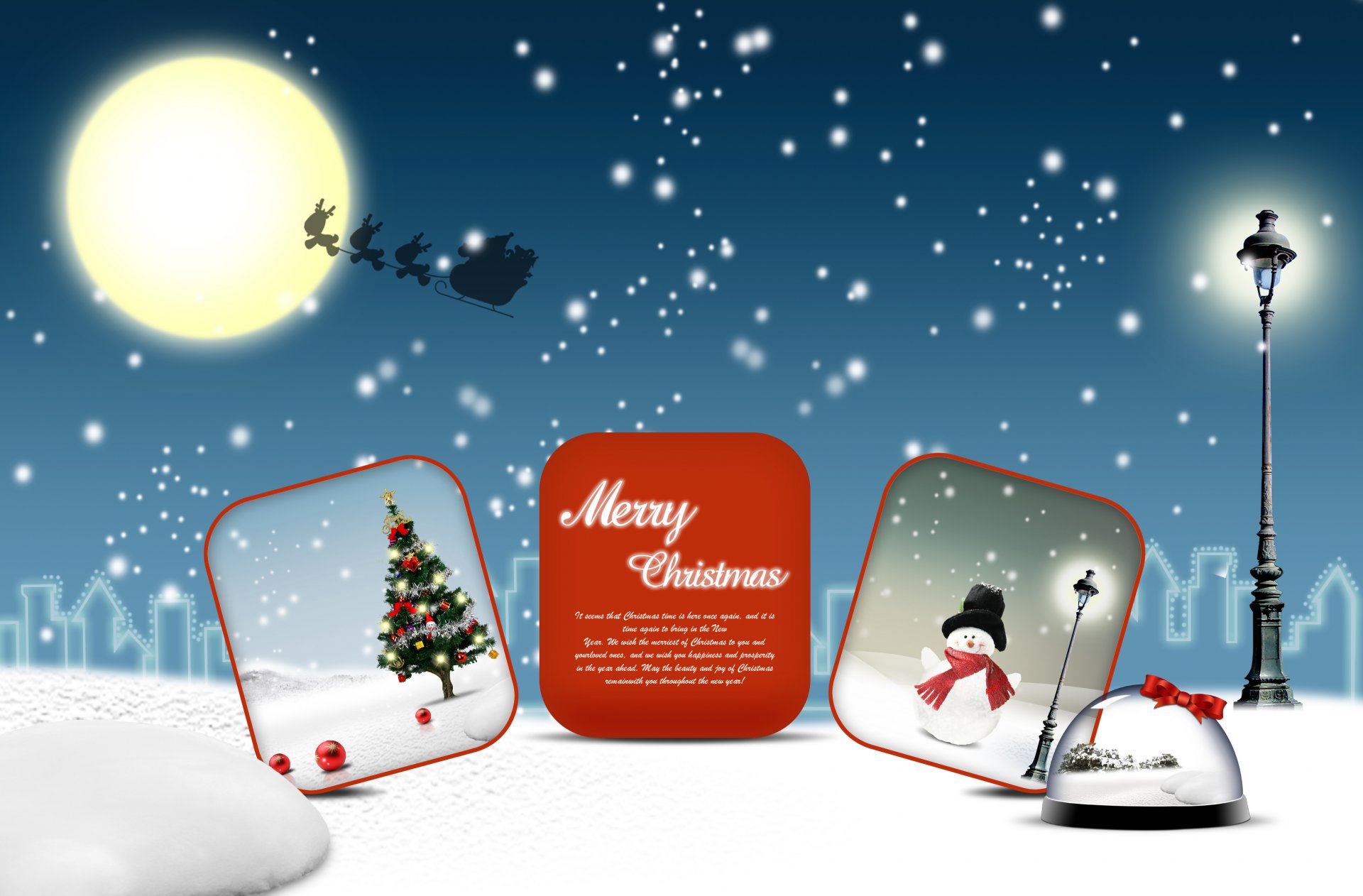 christmas christmas tree new year snowman snow moon illustration vector christmas tree illustration