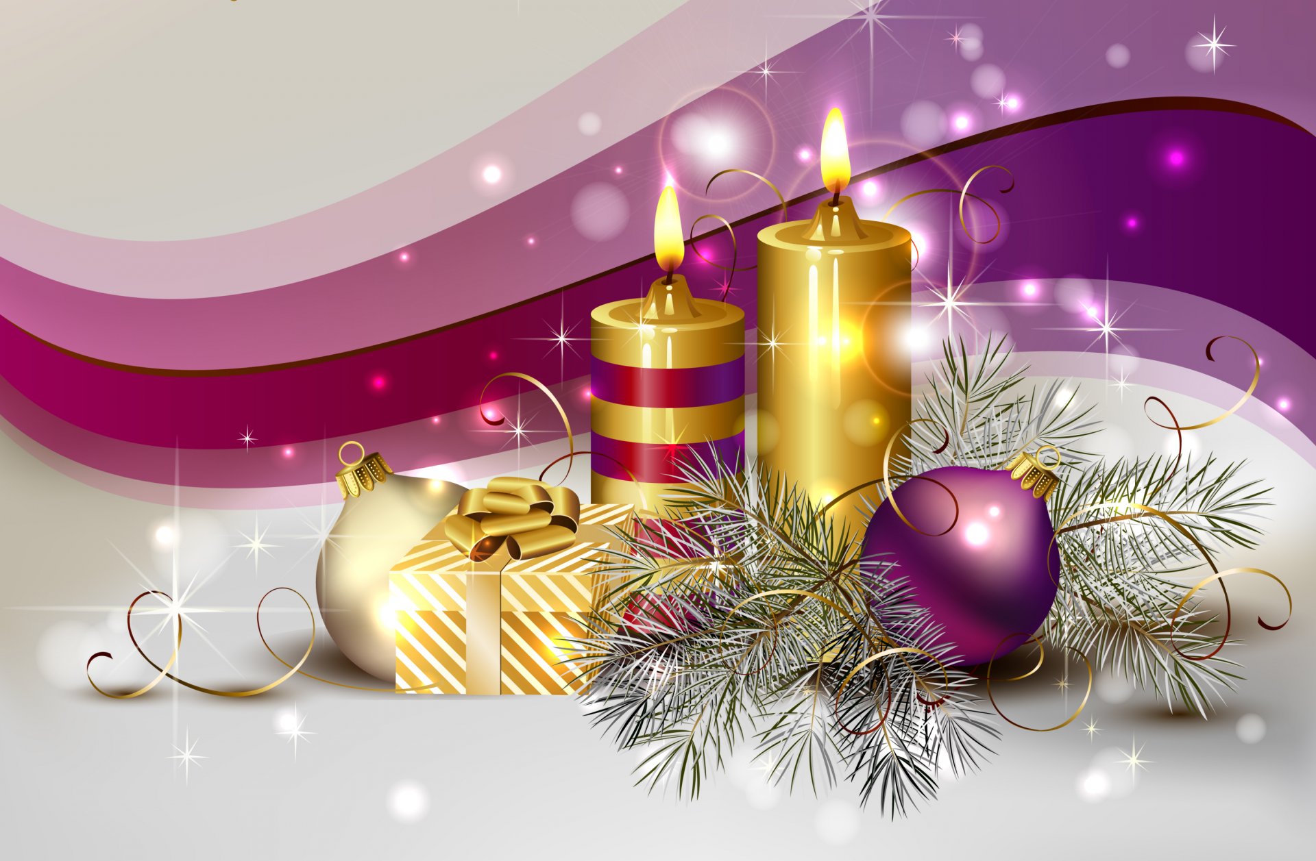 ball balls beautiful beauty box candle candles christmas colors cool decoration delicate elegantly gift gold golden happy new year holiday lovely merry christmas new year nice pink pretty purple ribbon soft winter t