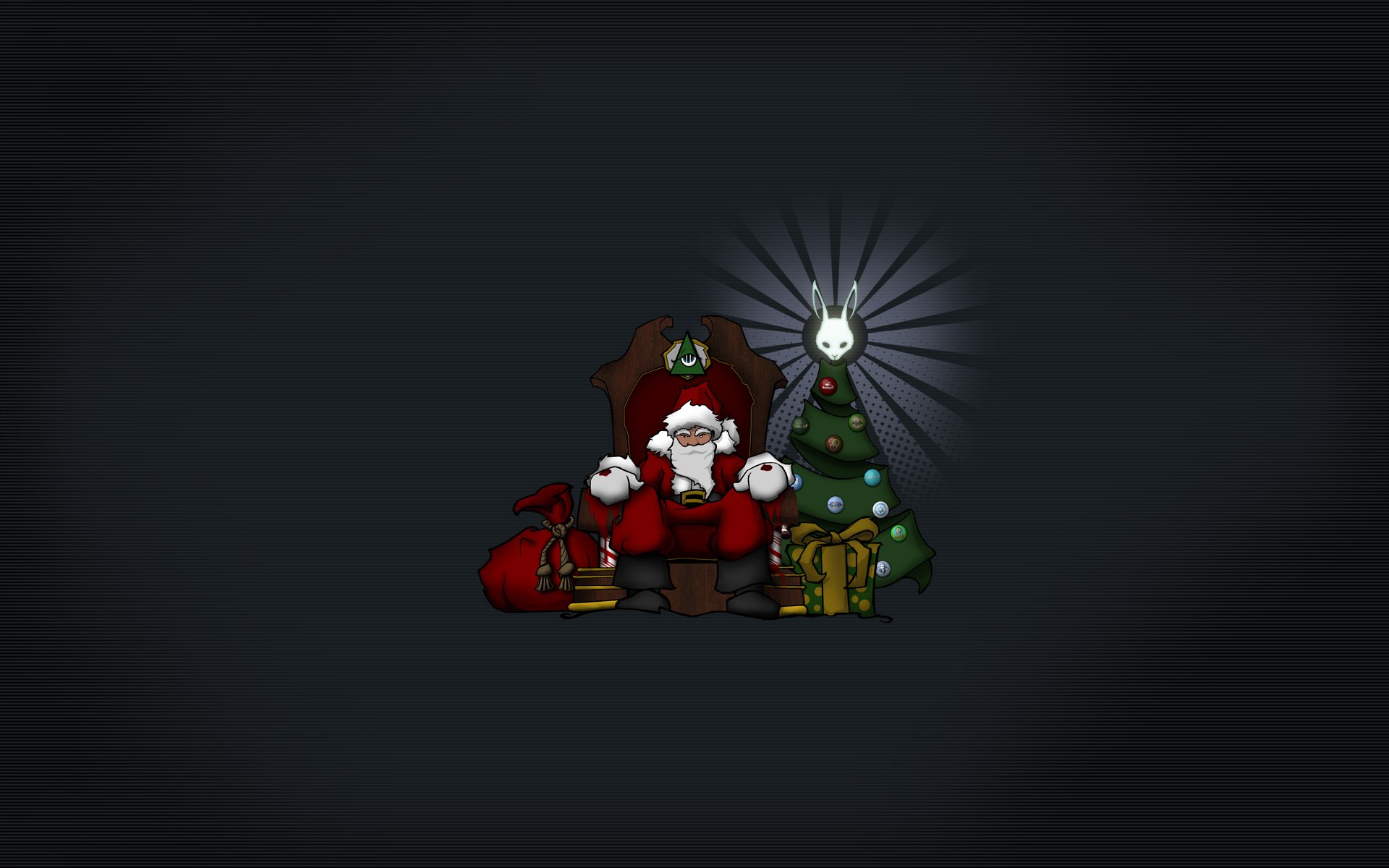 santa sentado junto al árbol de navidad minimalismo