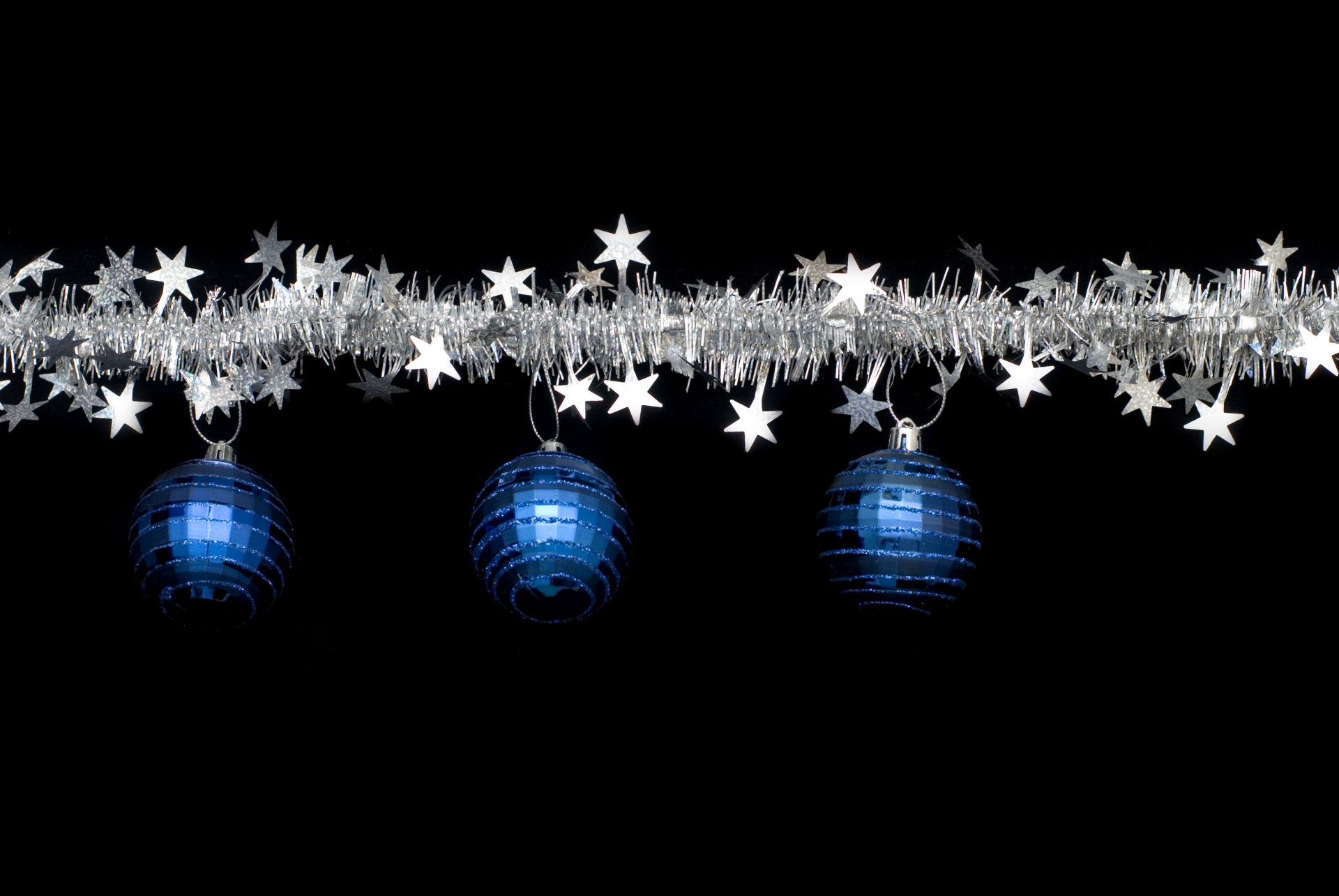 holiday new year balls tinsel christmas blue silver