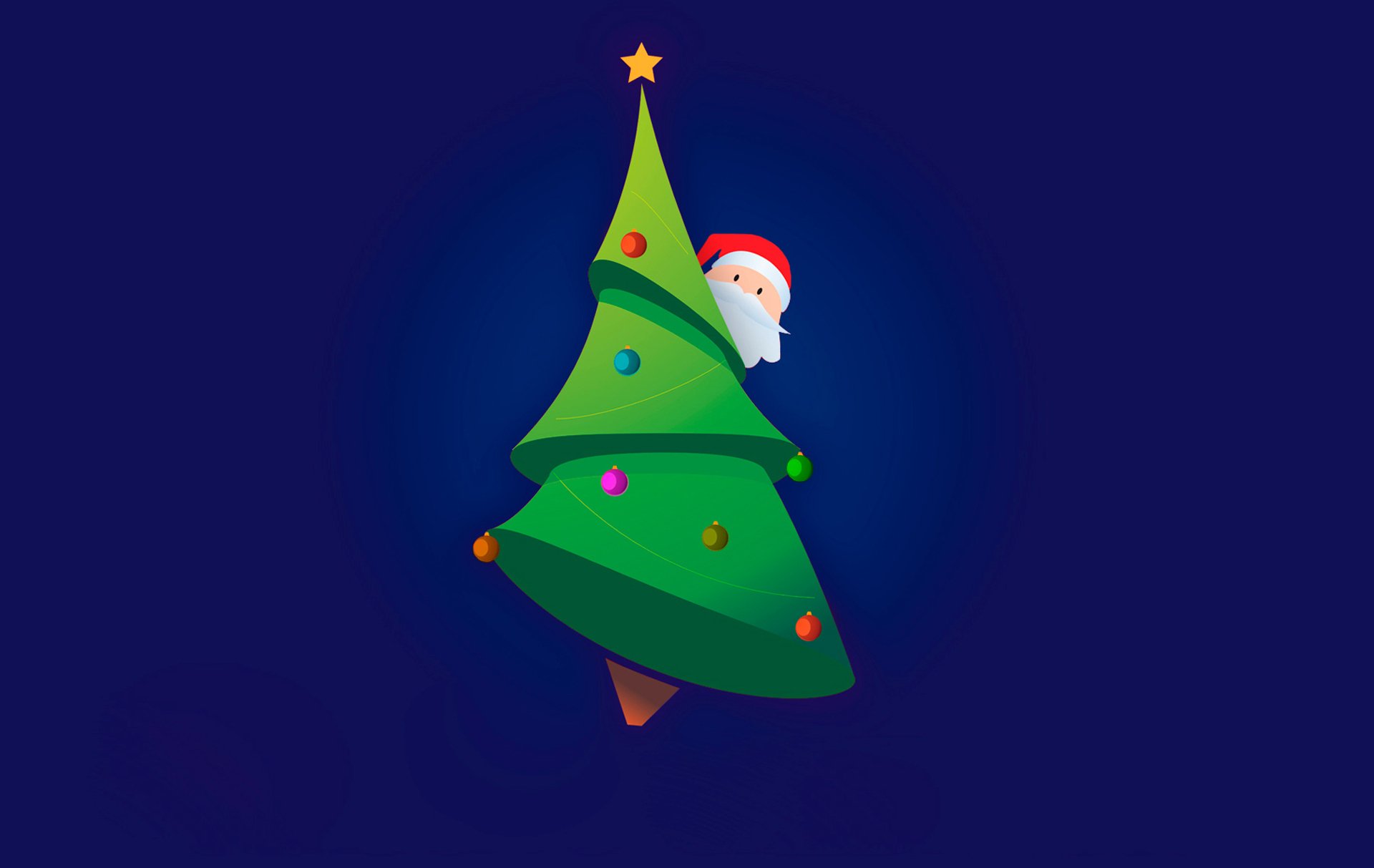 año nuevo santa claus papá noel árbol de navidad bolas minimalismo vector