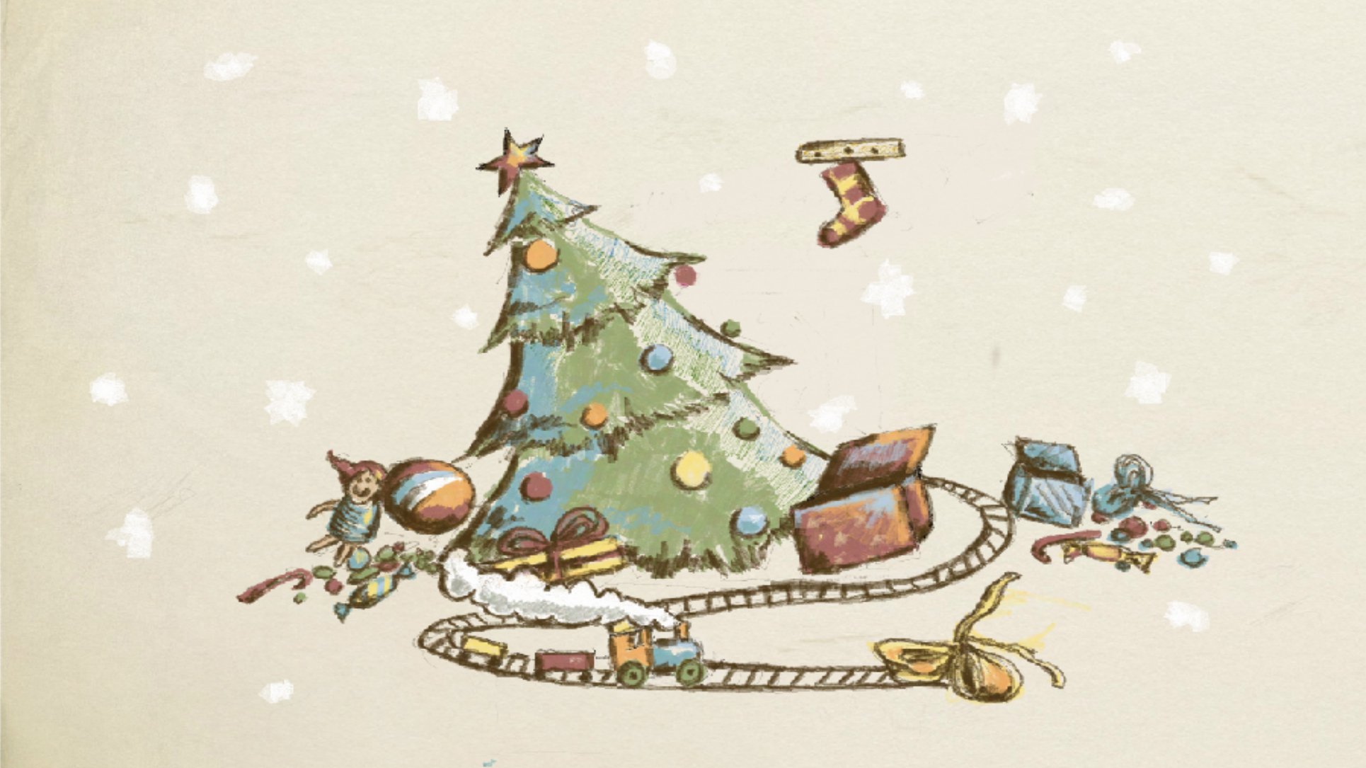 arbre de noël jouets cadeaux vacances dessin