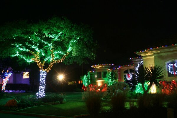 Christmas decoration of cottages. Waiting for Christmas