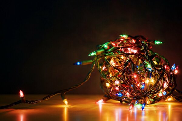 Christmas garland on a dark background