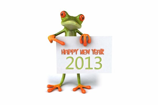 The frog wishes a happy new year