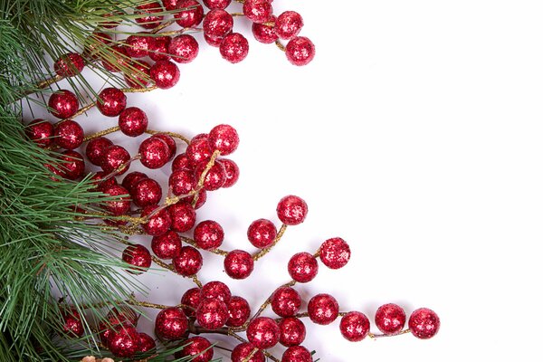 Décoration de Noël branche de sapin et baies