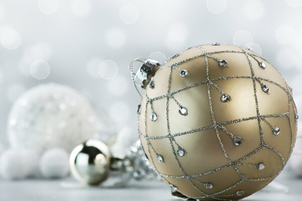 Golden Christmas ball with decorations