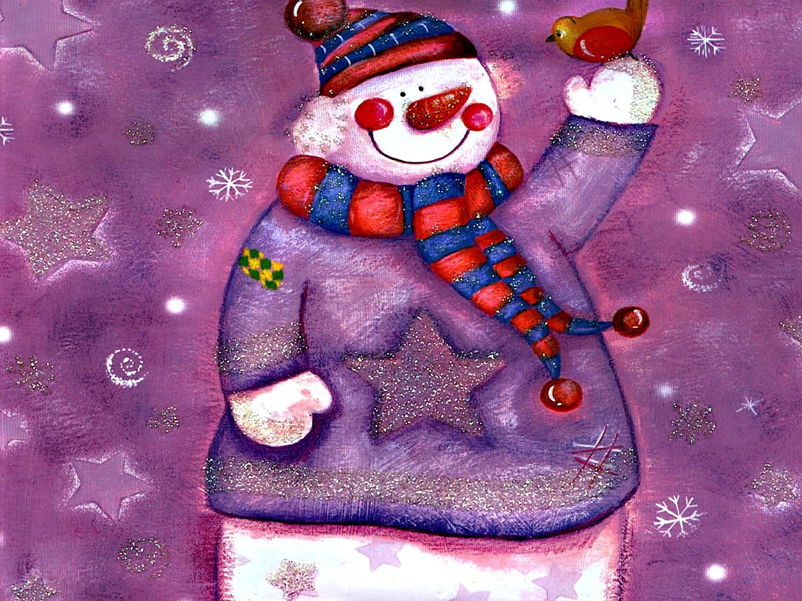 bonhomme de neige sourire oiseau hiver dessin