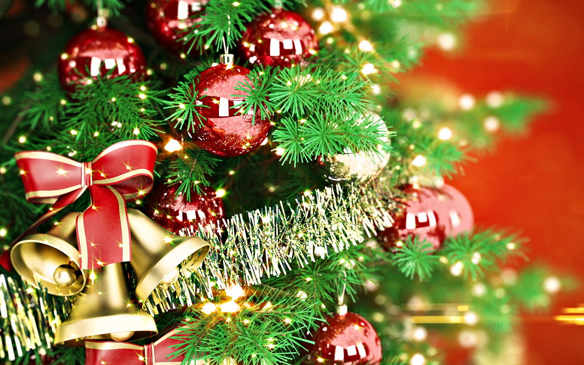 capodanno campane tinsel fiocco albero di natale