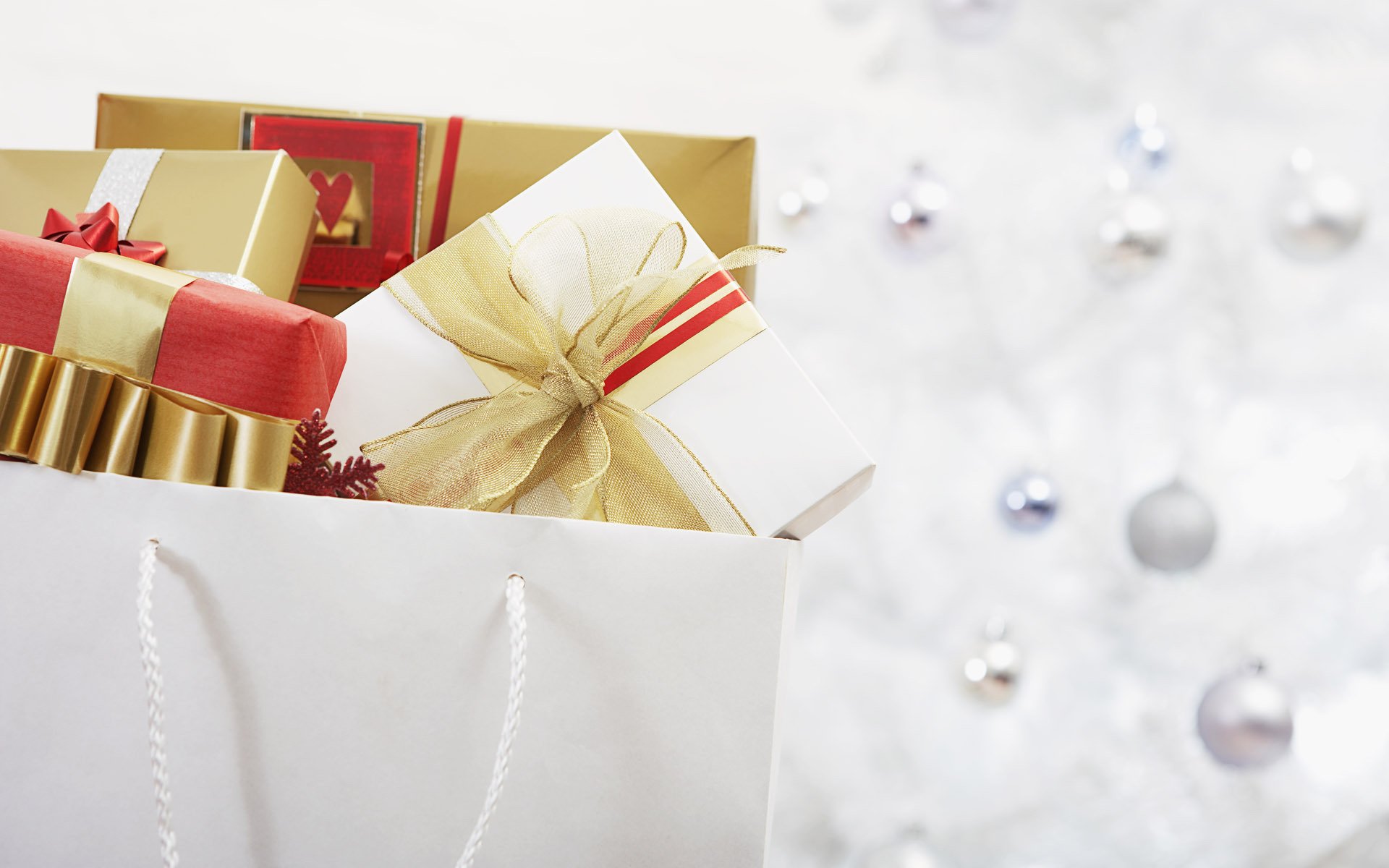 holiday new year bag gifts box bow