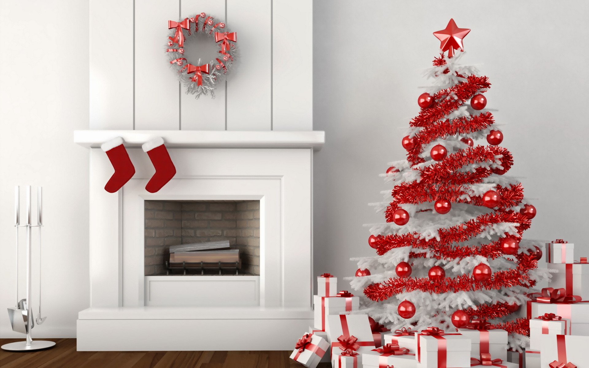 chimenea parquet árbol de navidad regalos