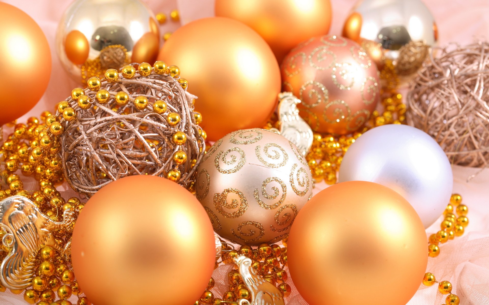 holiday new year gold patterns beads decoration for the tree