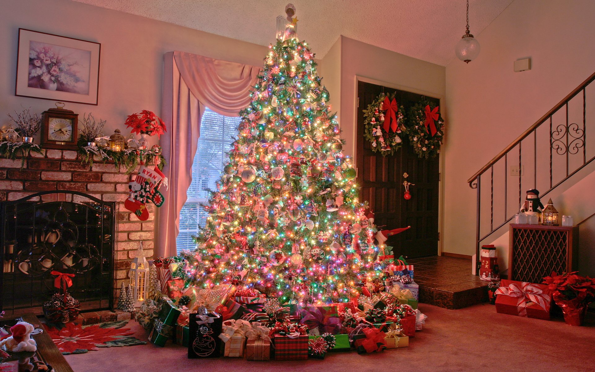 weihnachtsbaum treppe tür