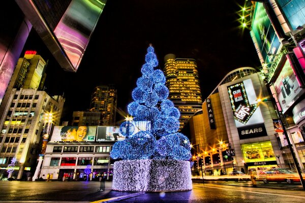 City Christmas tree in the new year