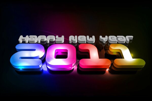 Цветные цифры 2011 и поздравление с новым годом
