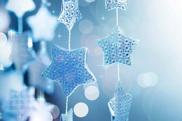 Christmas garland in the form of blue stars