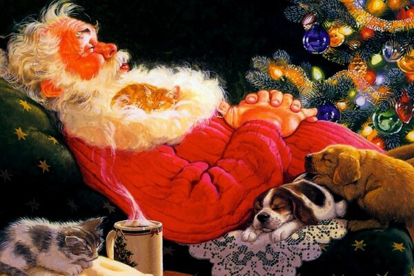 Śpiący Święty Mikołaj Tom Newsom