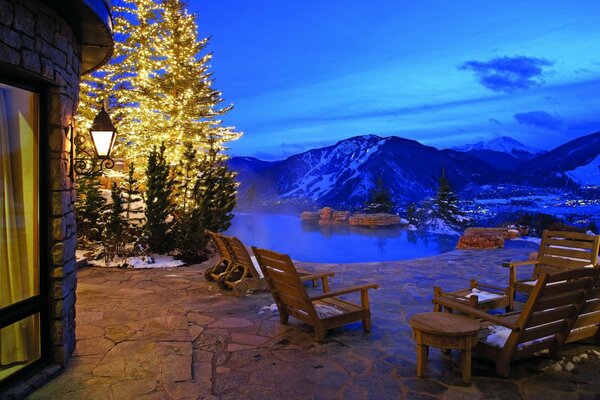 Soirée de conte de fées d hiver au milieu des vacances du nouvel an