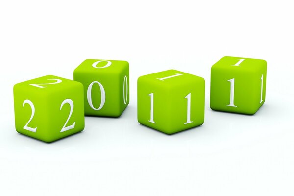 Green cubes with New Year s figures