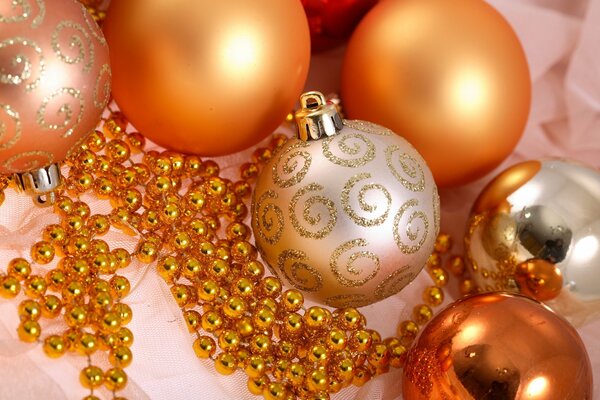 Orange Christmas toys and beads