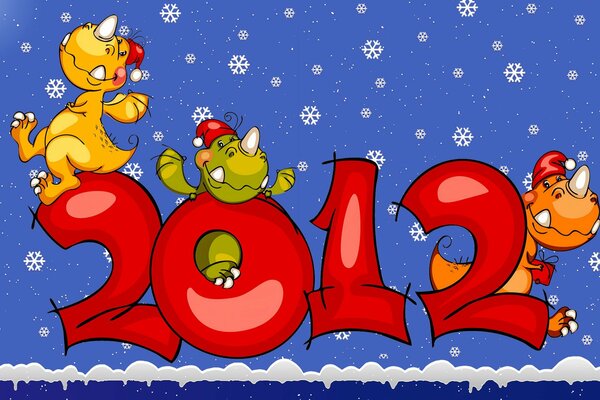 Dragons in numbers 2012 New Year picture