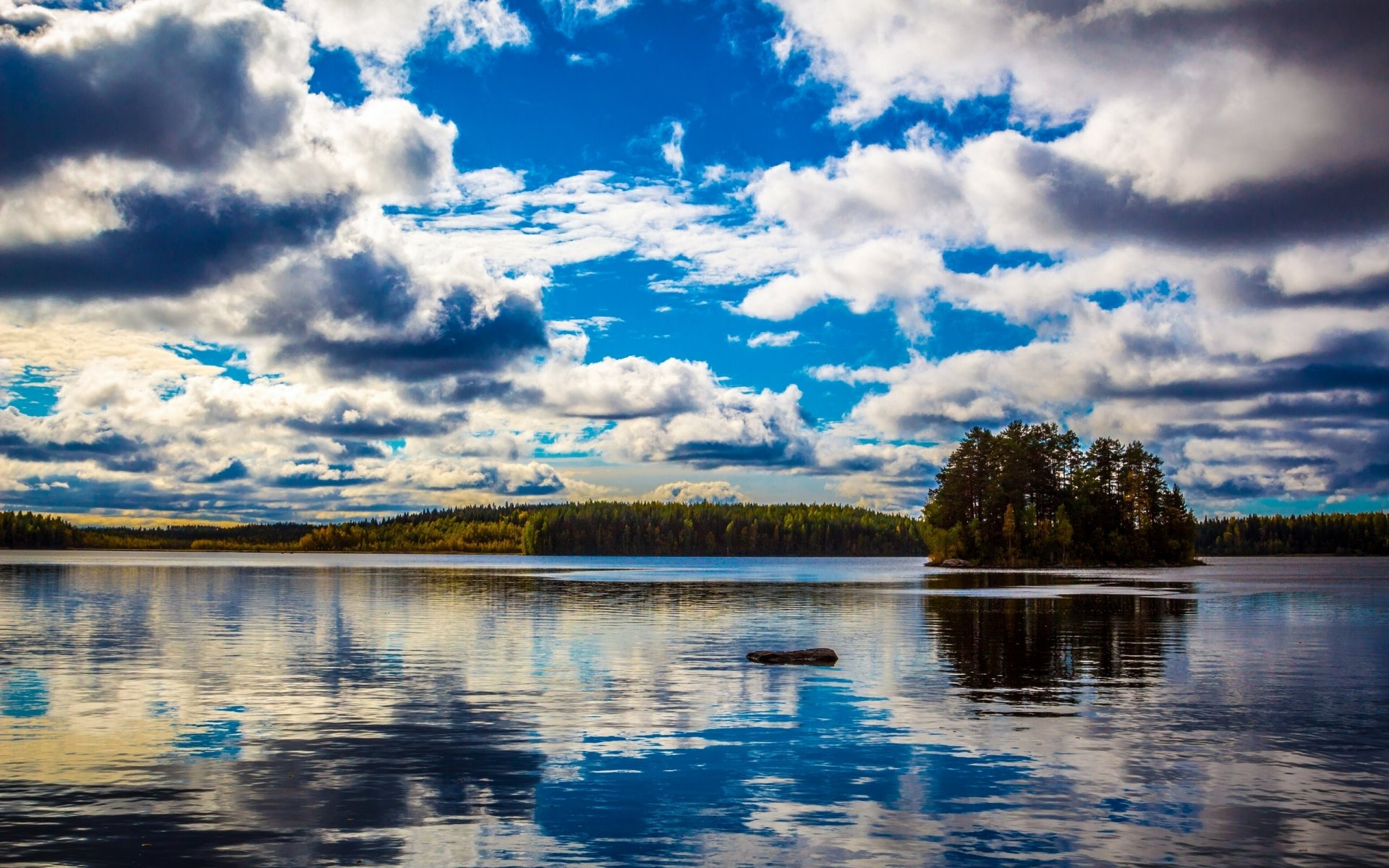 kullaa finlandia jezioro wyspa chmury