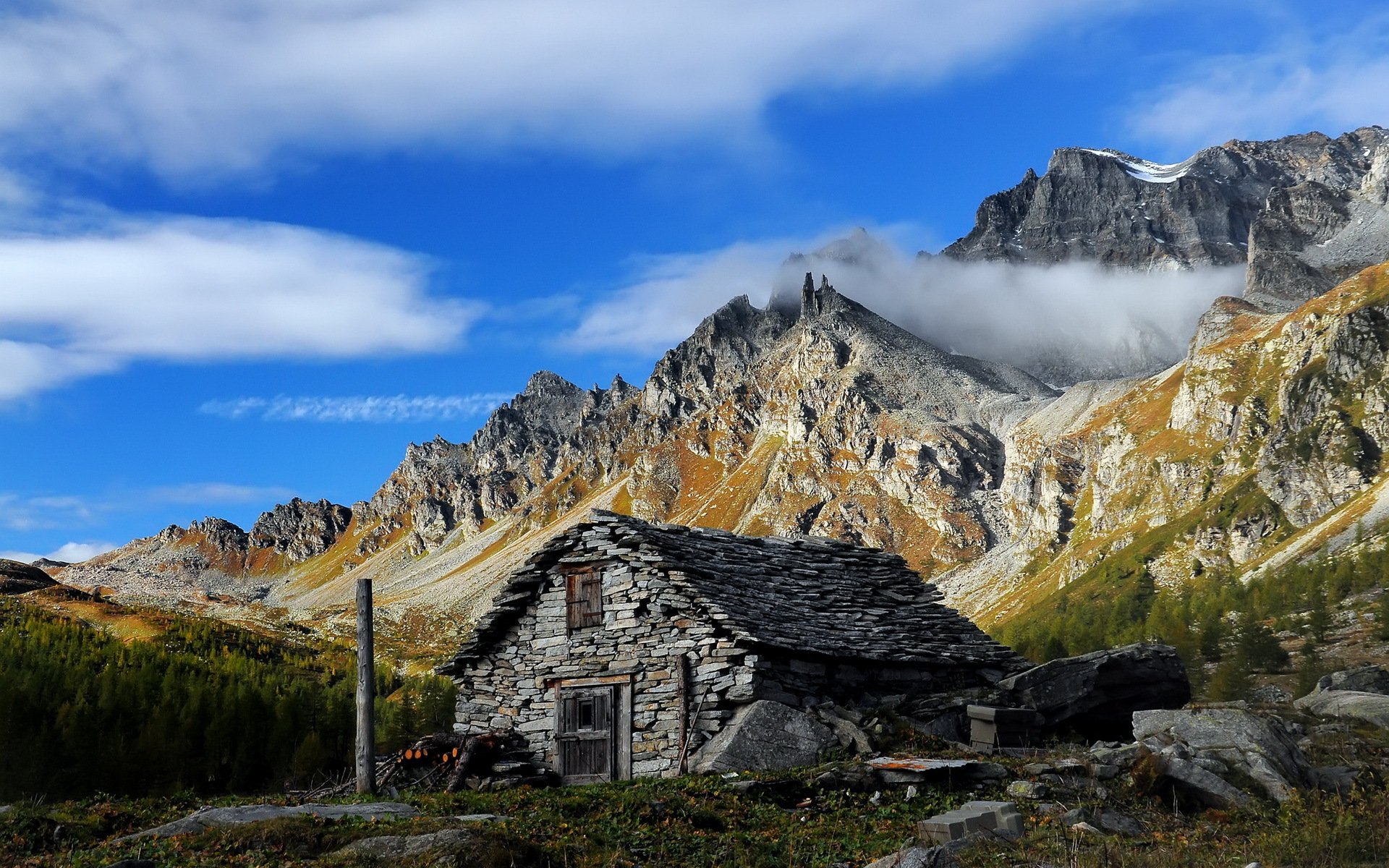 mountain house landscape