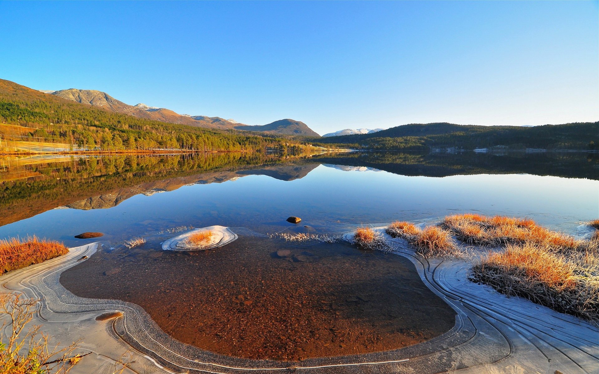 naturaleza cielo hielo bahía banco de arena colinas montañas silencio paz