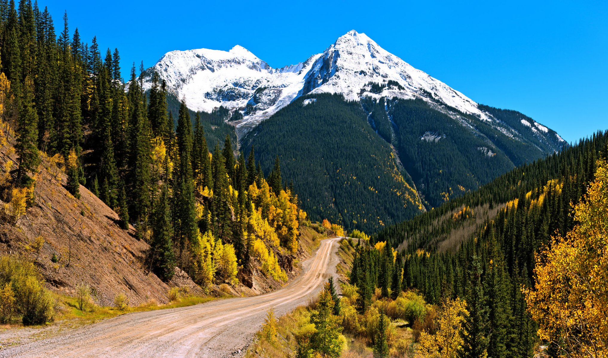 himmel berge schnee hang wald herbst