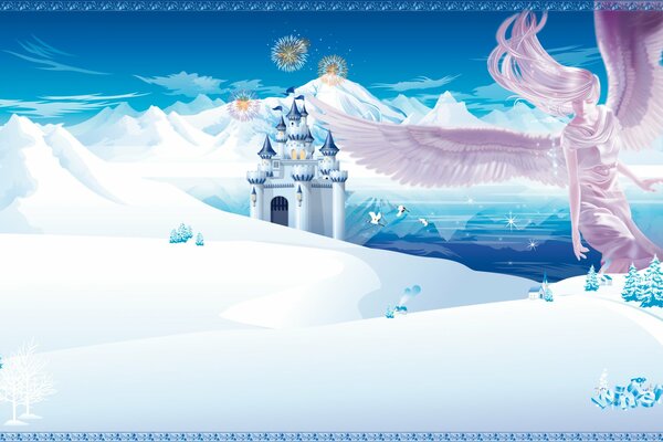 Château d hiver et ange merveilleux