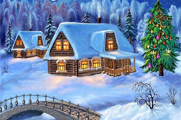 Winter house in the New Year