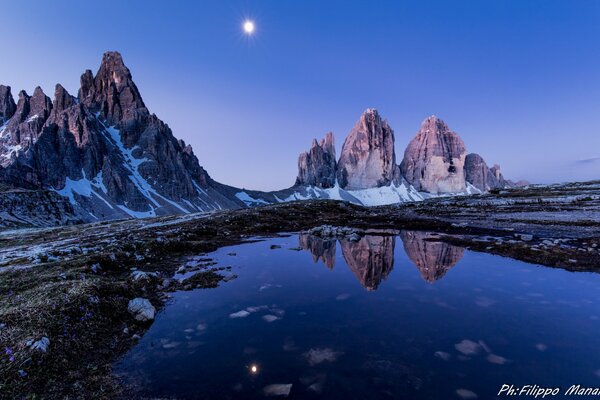 Beautiful landscape. Lake on the background of mountains