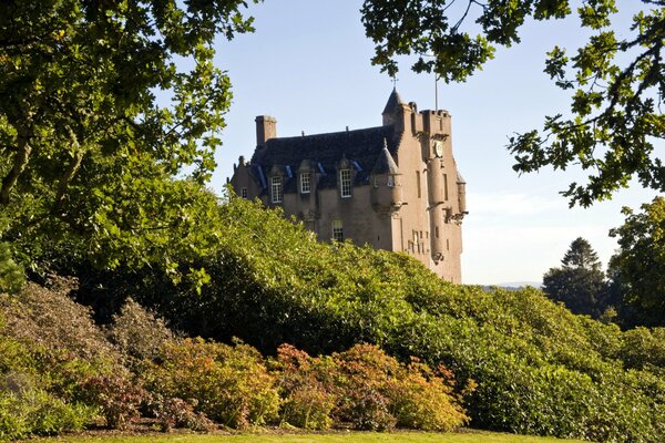 Castillo entre los árboles en Escocia