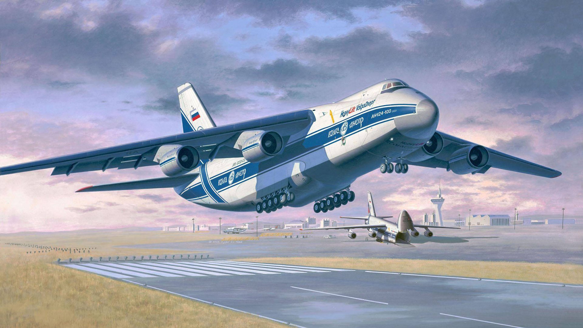 an-124-100 ruslan condor long-range heavy transport aircraft design bureau . antonov volga-dnepr picture art