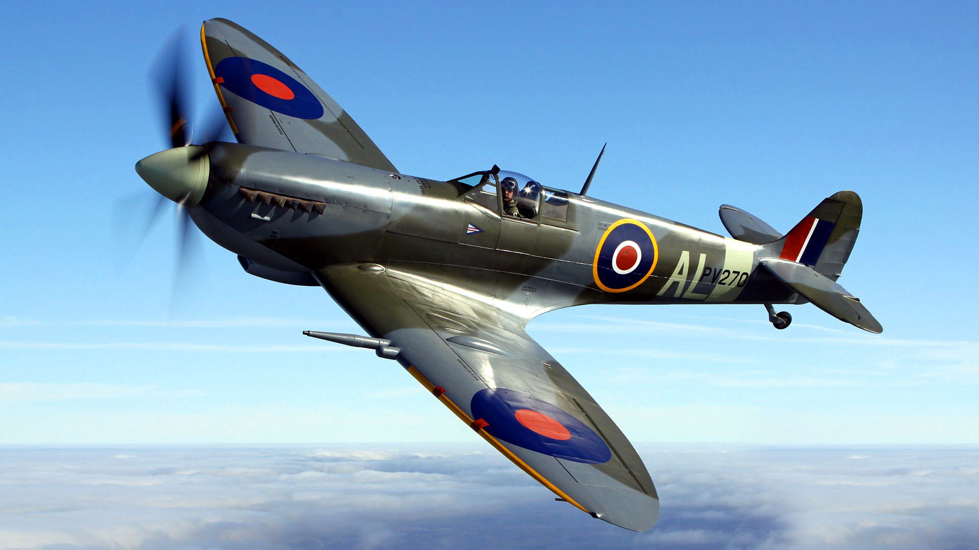 supermarine spitfire cielo vuelo hélice avión caza interceptor explorador spitfire