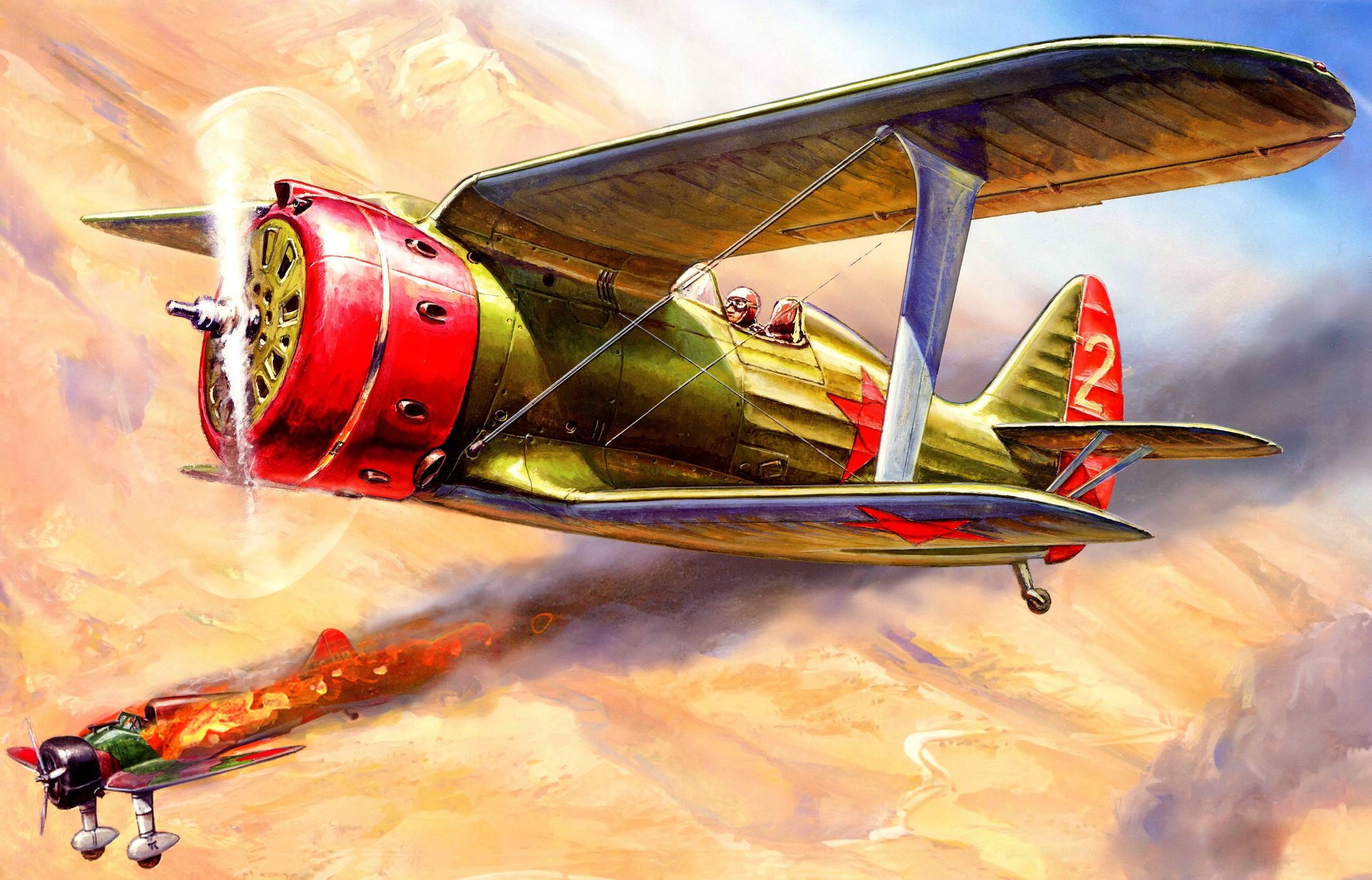 arte cielo guerra polikarpov i-153 gabbiano sovietico pistone combattente aereo e mezzo mitsubishi a5m4 claude i-96 giapponese ponte khalkhin-gol battaglia