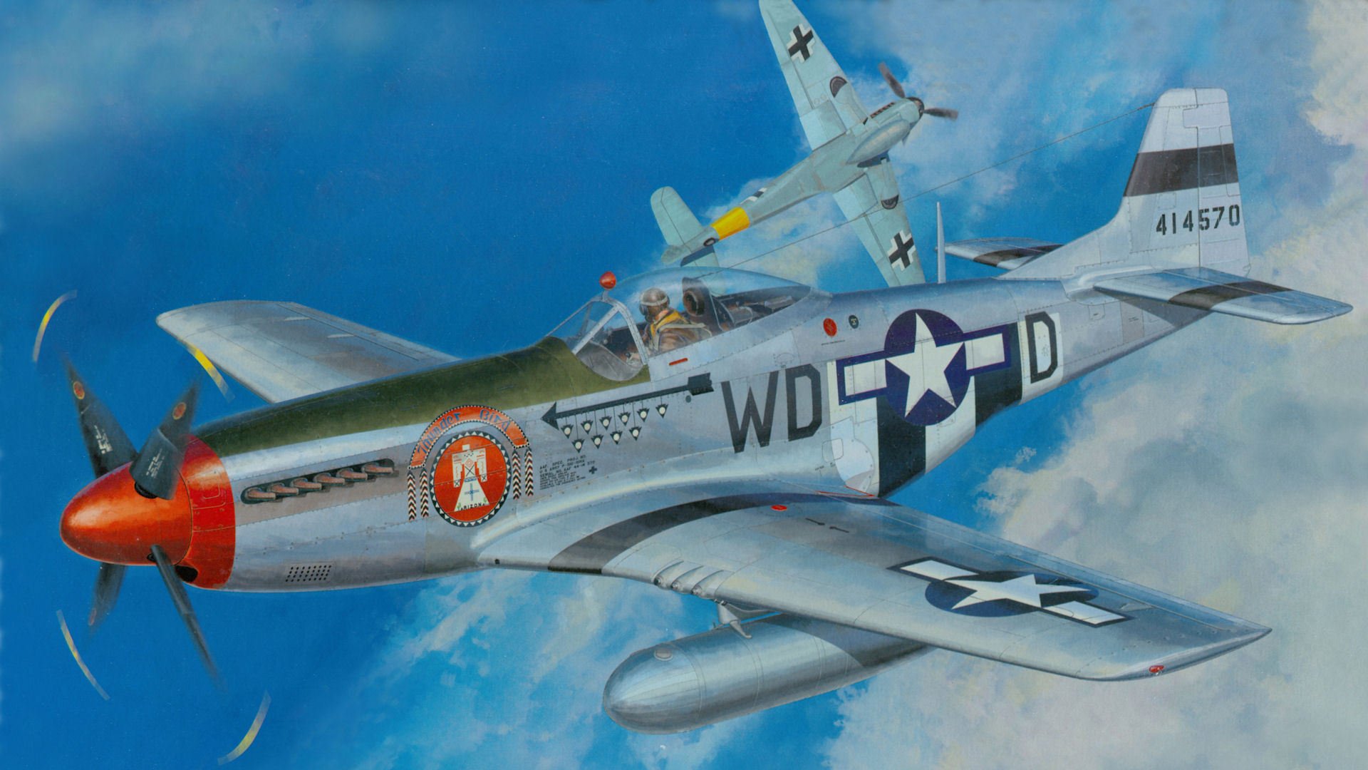 p-51d mustang american aces bf-109 messer war quest picture