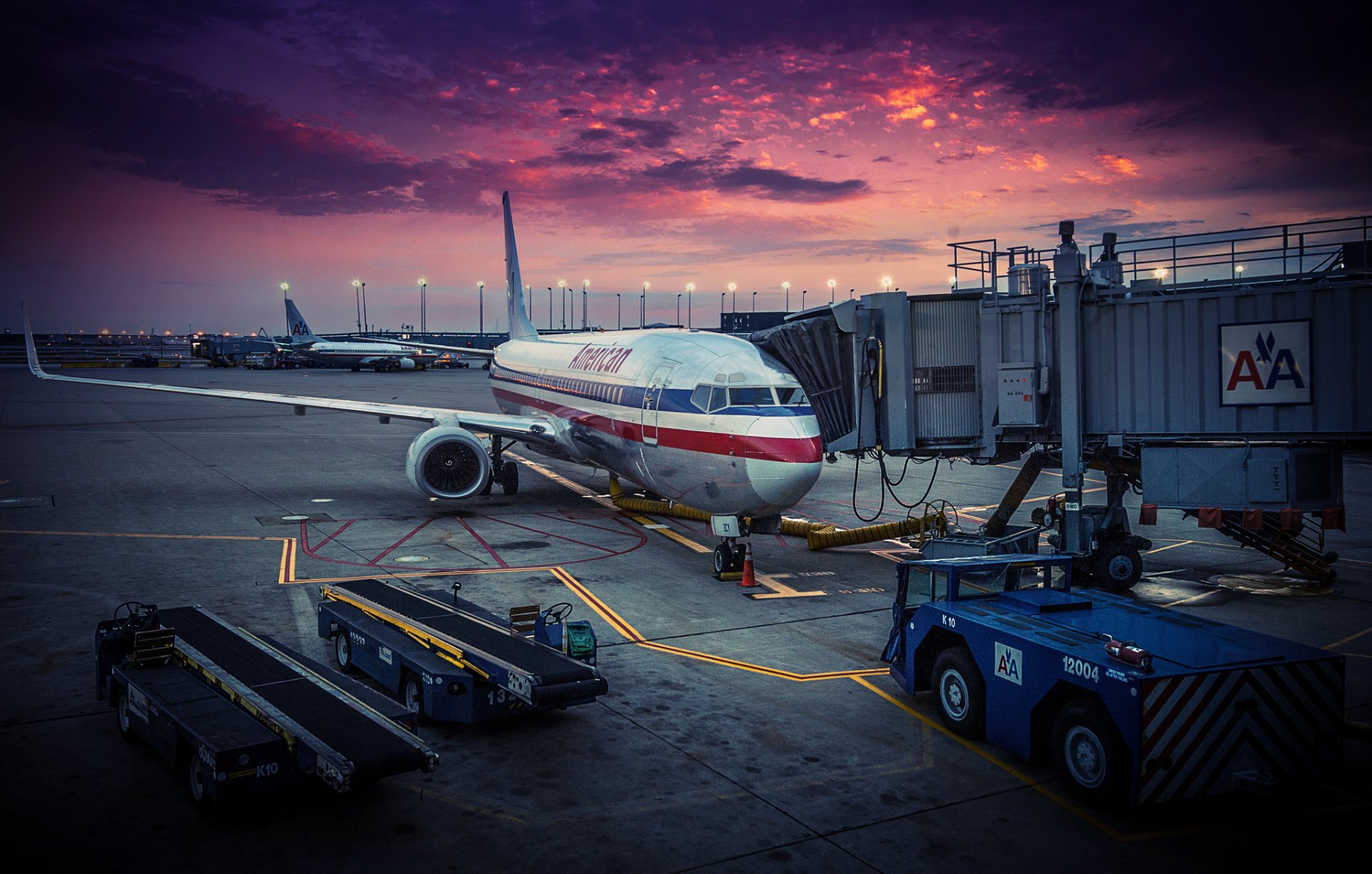 american airlines chicago usa flugzeug flughafen morgendämmerung