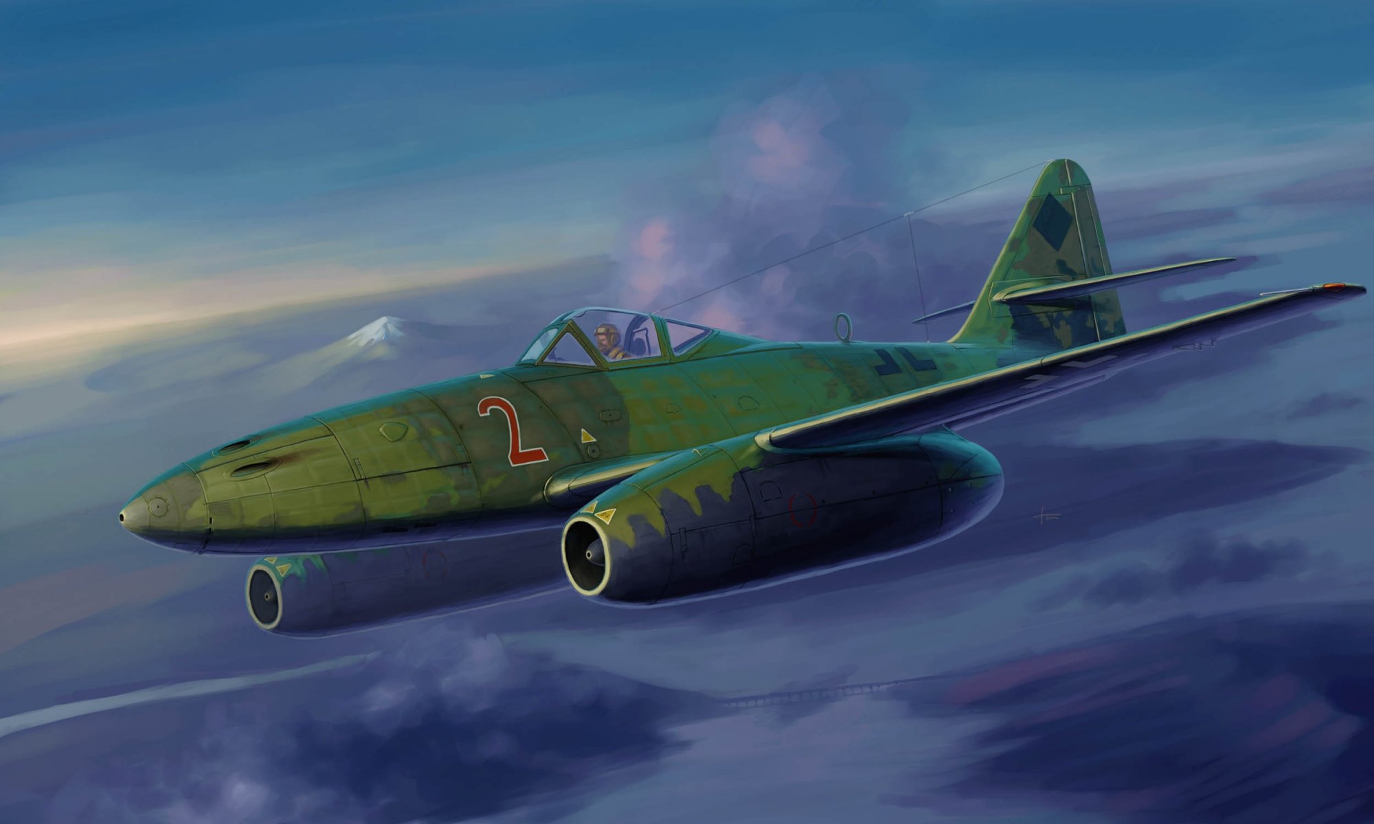 cielo messerschmitt me 0262 a-1a messerschmitt schwalbe rondine tedesco jet caccia bombardiere e aereo da ricognizione seconda guerra mondiale disegno