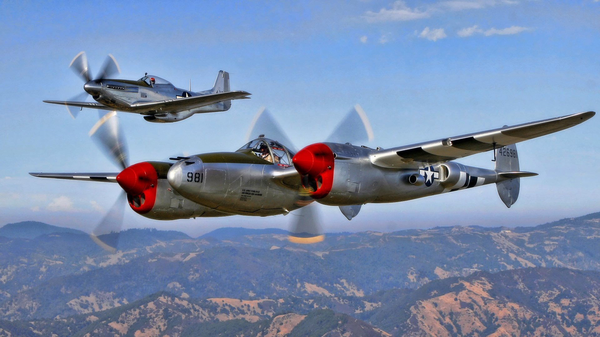 north american p-51 p-38g mustang lighting fighter ww2 flight sky pilot the screw land