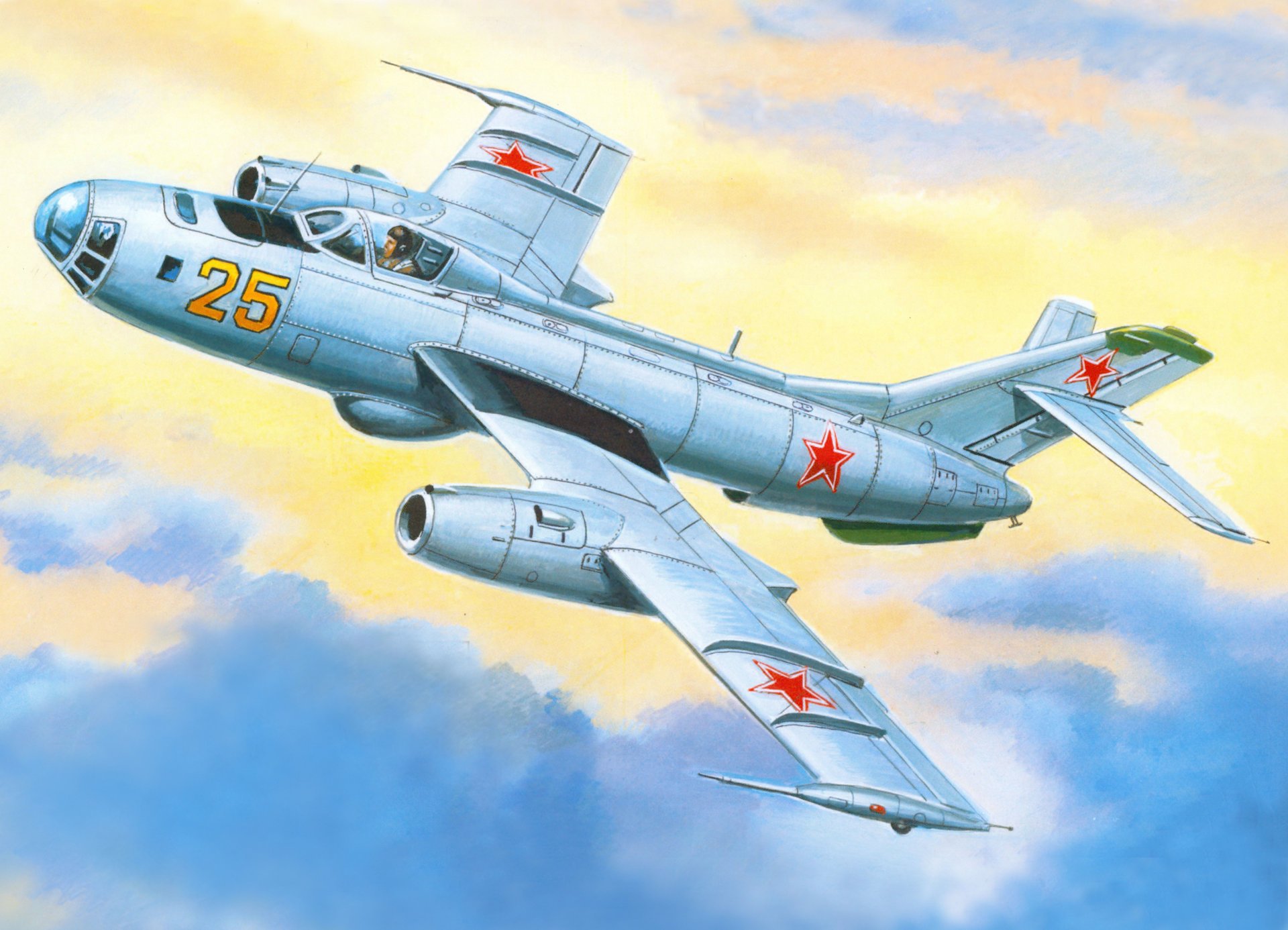 art sky yak-25b sovietica ad alta velocità bombardiere speciale disegno