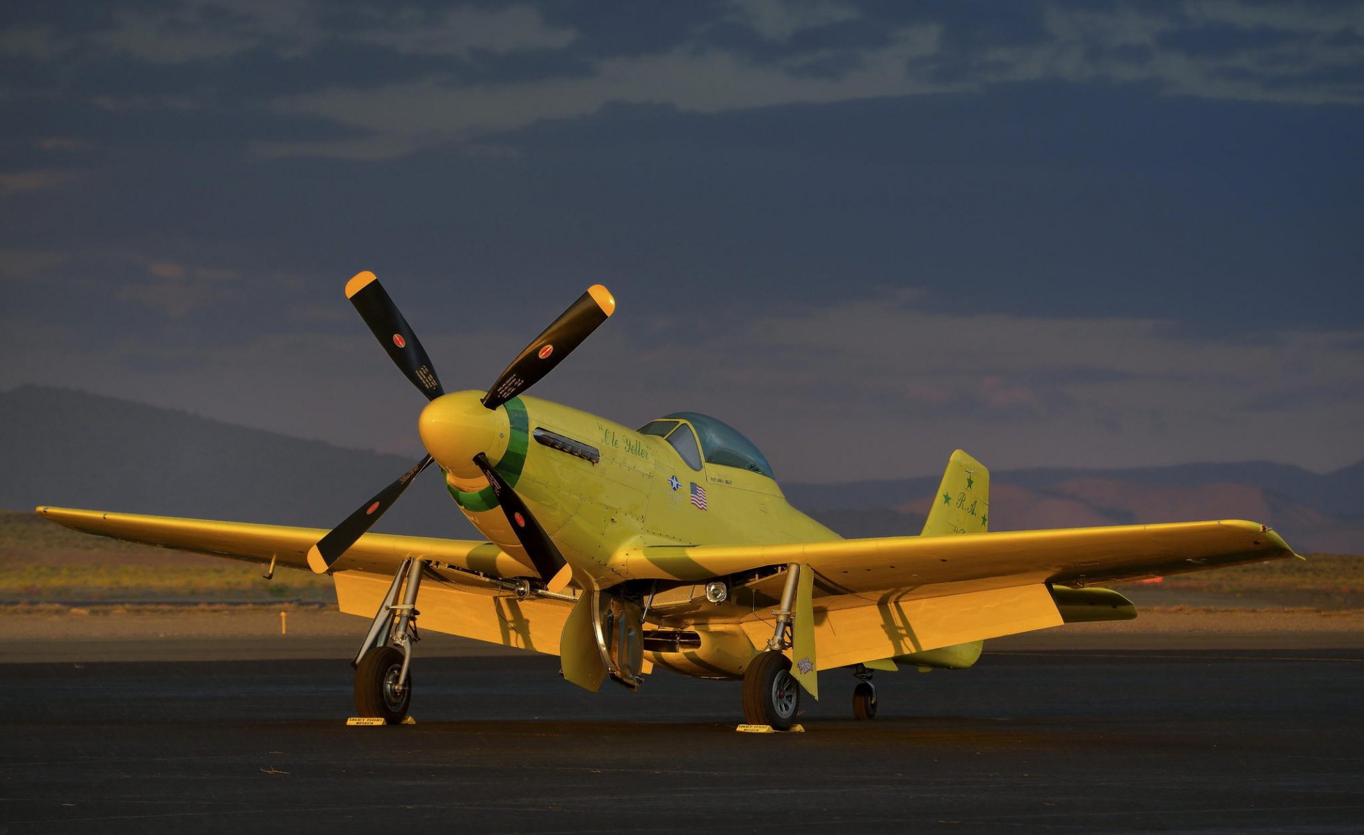 plane yellow p-51 wwii fighter mustang warbird ole yeller