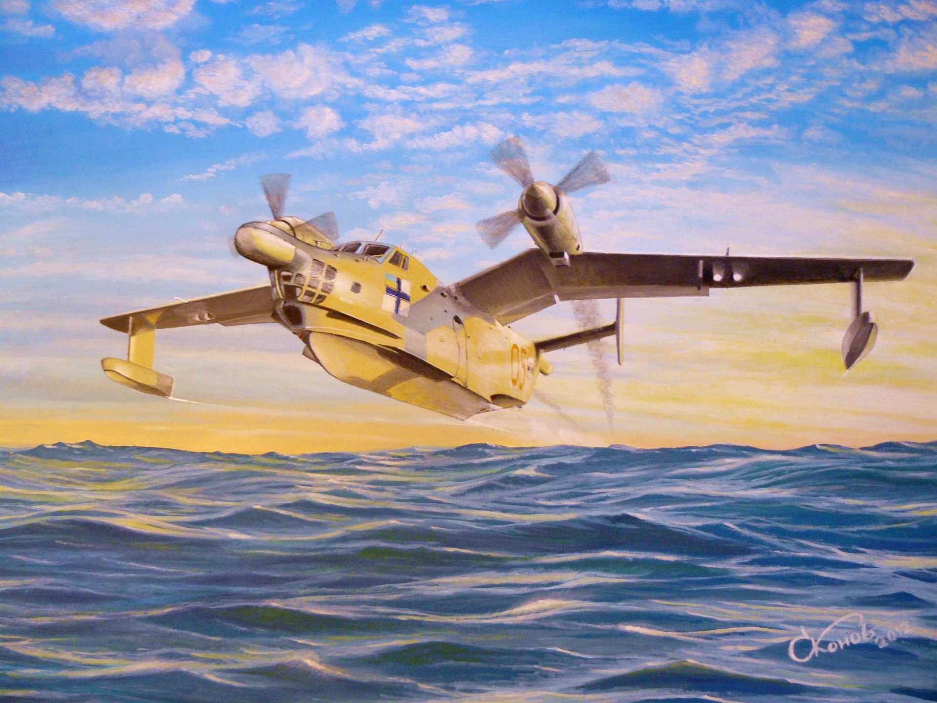 art water sky clouds to dawn be-12 the seagull mail asw plane amphibian flying boat picture