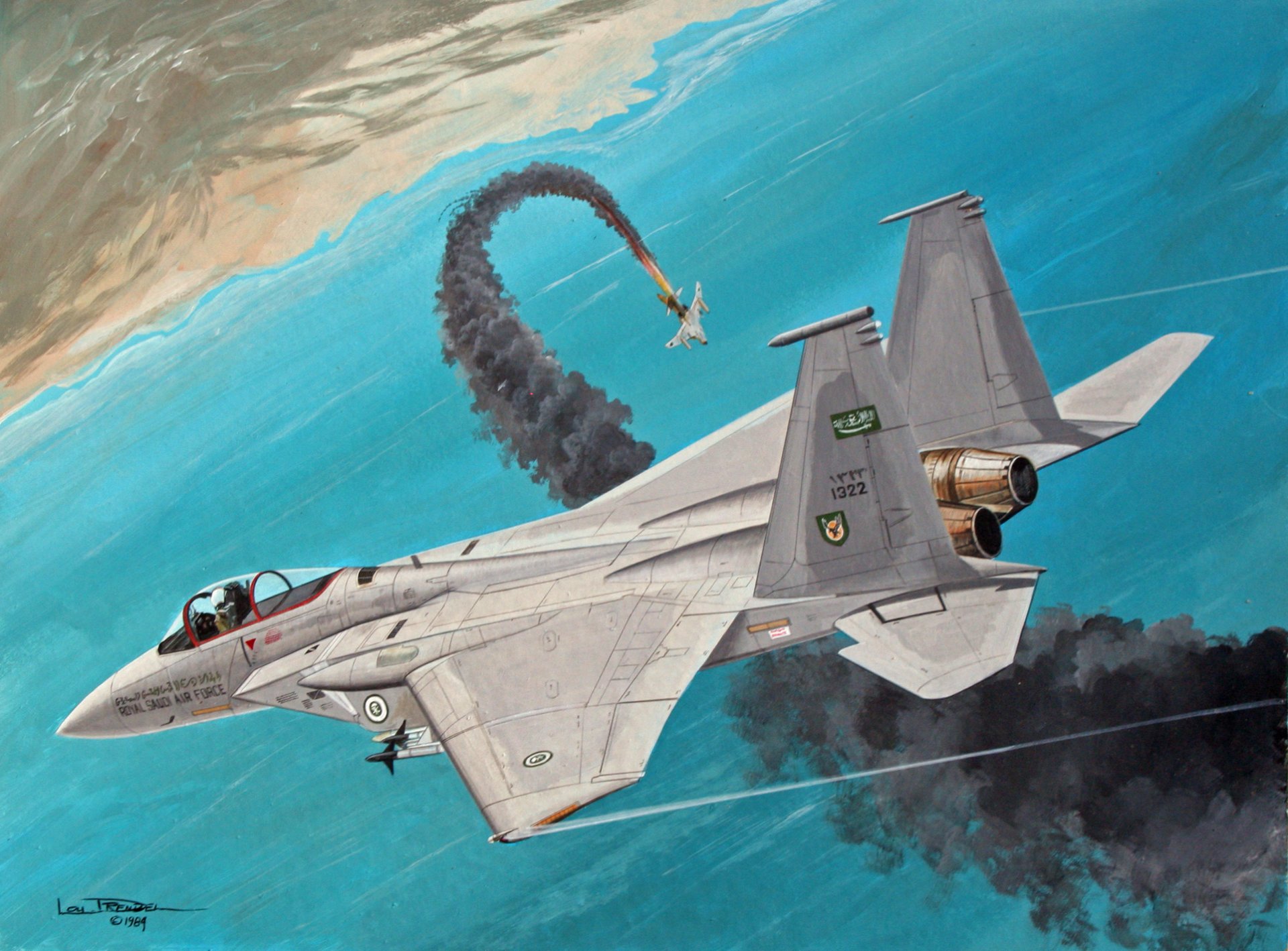 arte cielo combattimento aereo vittoria f-15 combattente figura lou drendel