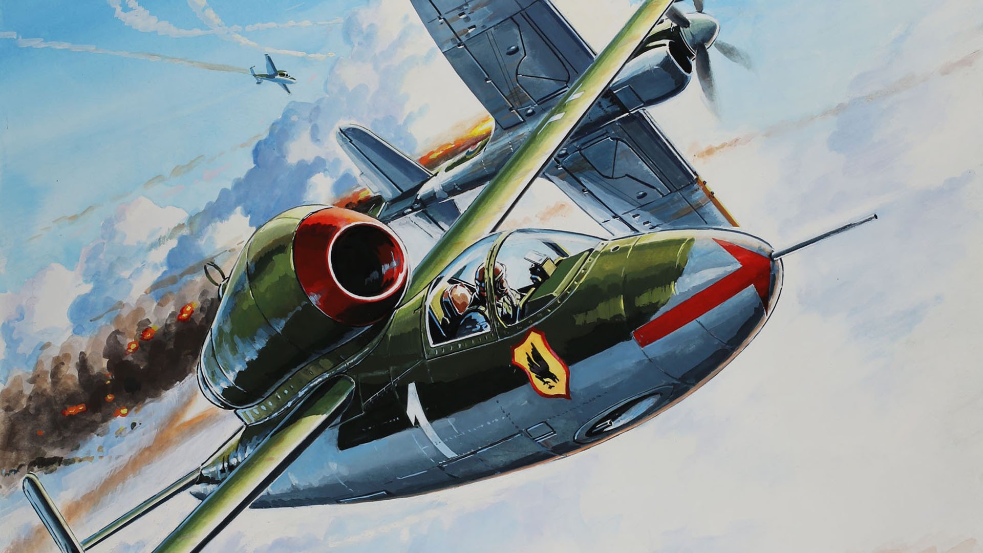 heinkel he 162 volksjager caccia a reazione monomotore tedesco salamandra figura spatza luftwaffe