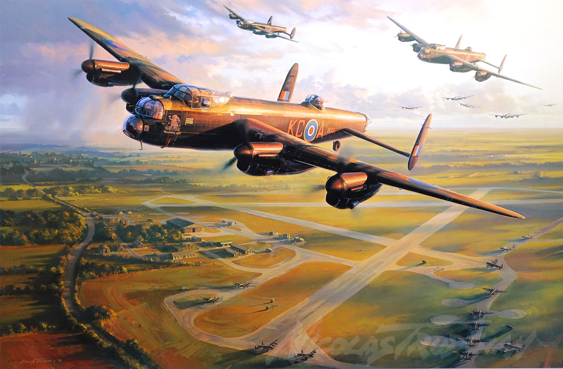 avion guerre mêlée art ww2 auro lancaster